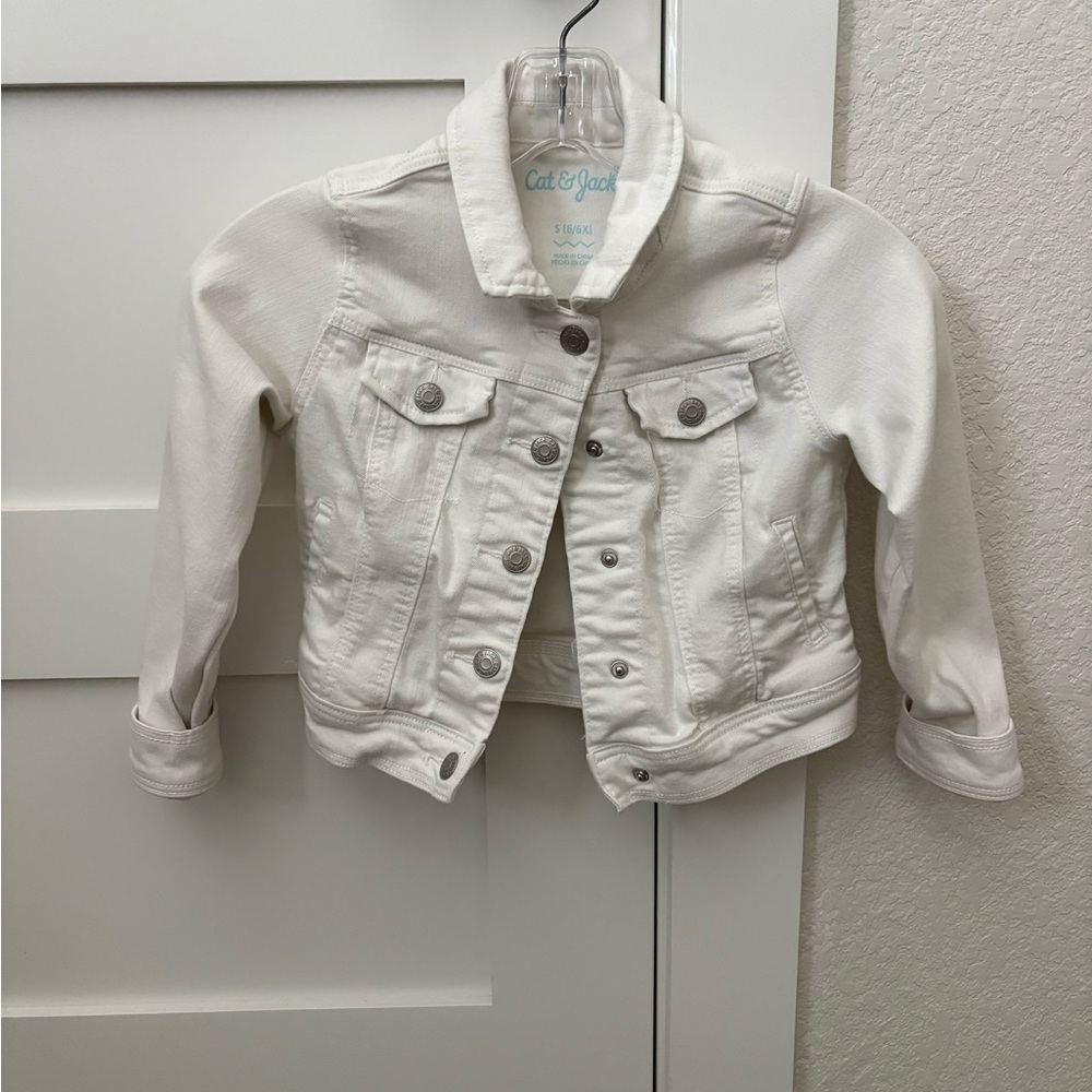 Cat & Jack White Kids' Denim Jacket with Button Front
